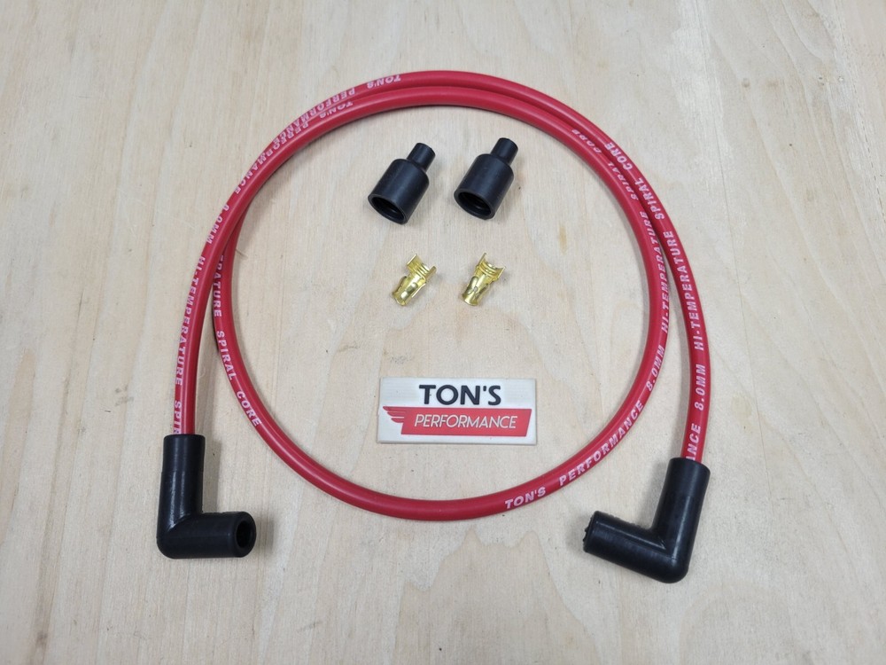 Ton's 28" Red Silicone Spark plug wire 8MM KIT SUPPRESSION CORE Universal 90*
