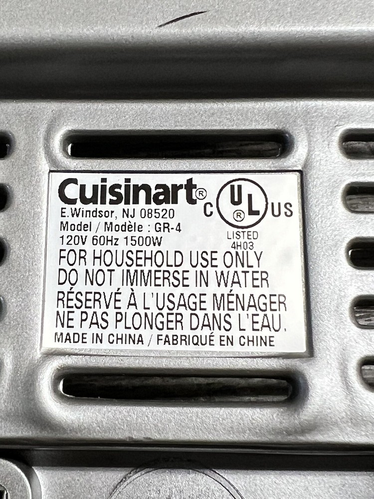 Cuisinart Griddler GR-4 Replacement Upper Top Heating Element Assembly