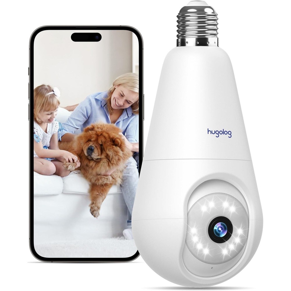 2K Wireless Light Bulb Security Cameras with Motion Detection & Night Vision