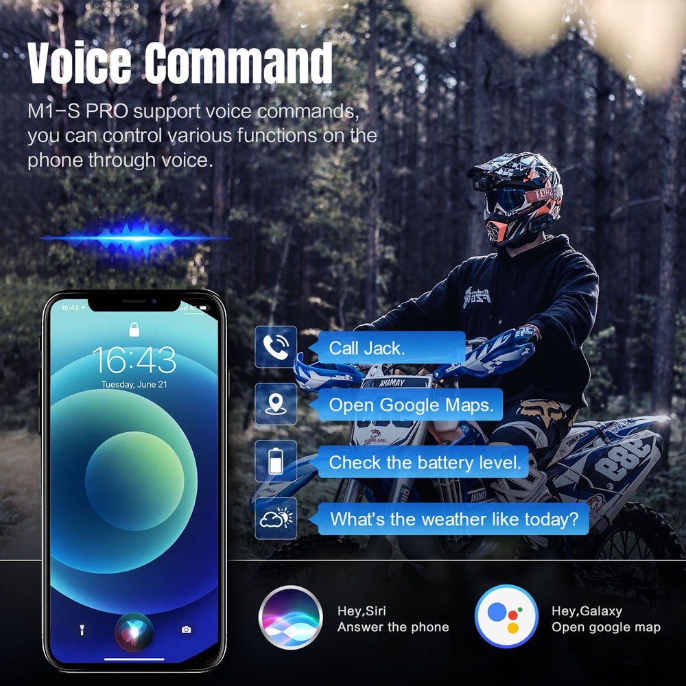 2x M1-S Pro Motorcycle Intercom 2000m 8 Riders Bluetooth Helmet Headset with Mic
