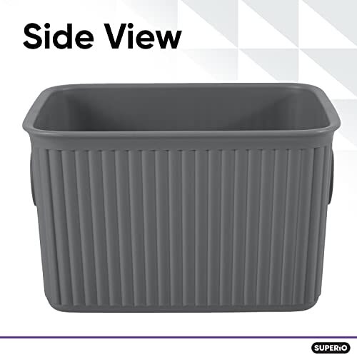 Superio 1.5 L Mini Ribbed Storage Bin- Plastic Storage Basket (Grey, 8 Pack)