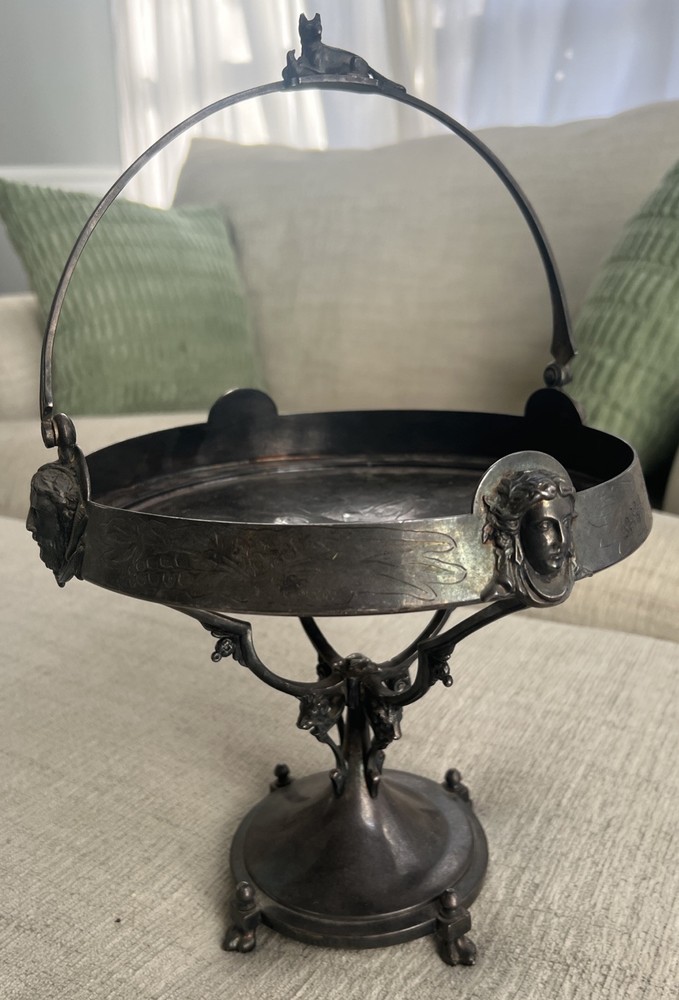 Silver Plate Cake Pan Wedding Fox, Faces, Rams