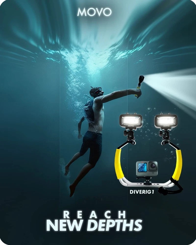 DiveRig1 XL Diving Rig Bundle with Waterproof LED Lights - Compatible with Go...