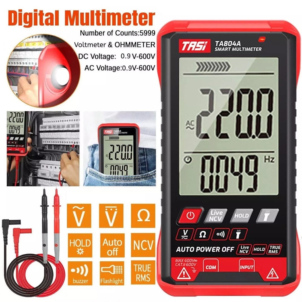 Digital Multimeter Voltmeter AC DC Volt Meter Ohmmeter Auto Range Tester w/Light