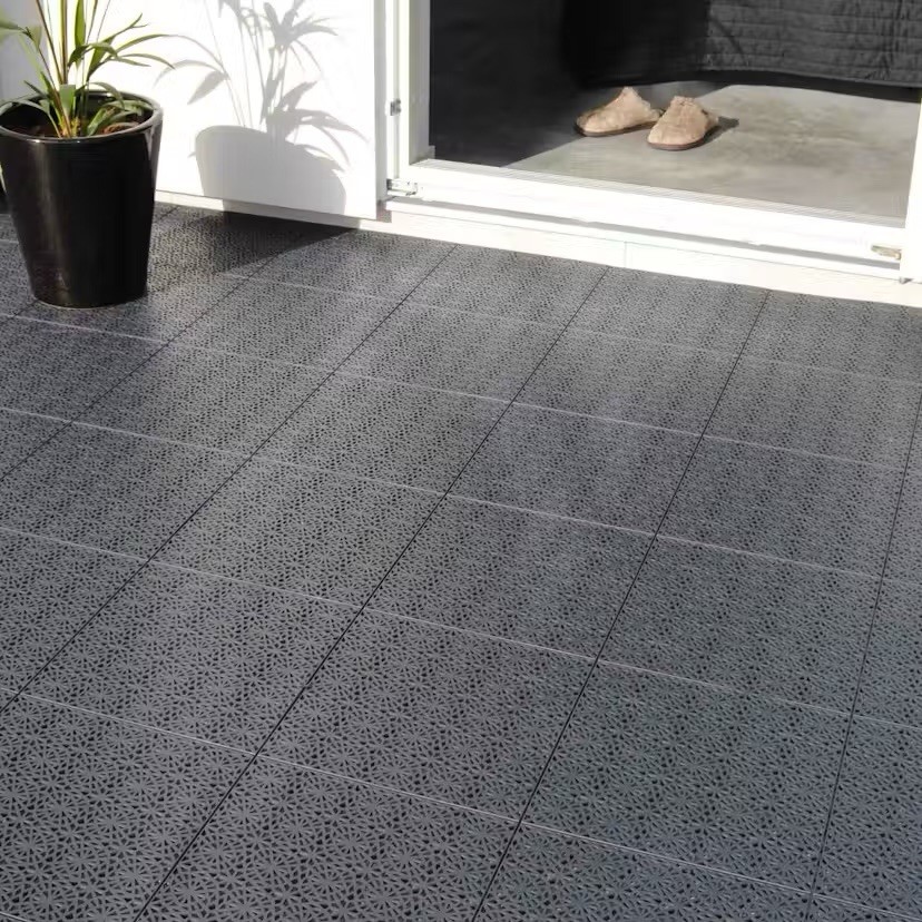 Bergo XL Interlocking Floor Tiles 5 m² Graphite Grey Textured