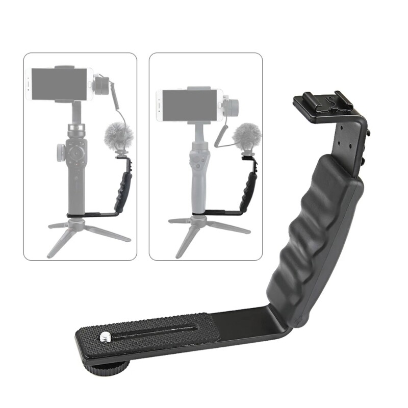 Camera Gimbal Stabilizer Handle Grip Mounting Extension L Bracket With Cold Shoe