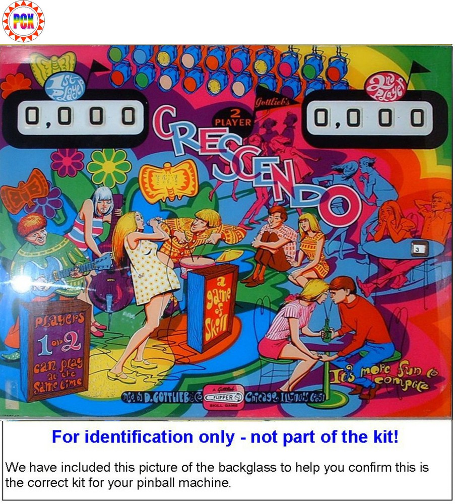 1970 Gottlieb Crescendo Pinball Machine Rubber Ring Kit