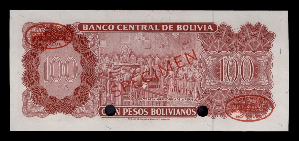 Bolivia P163s, Specimen Banknote.