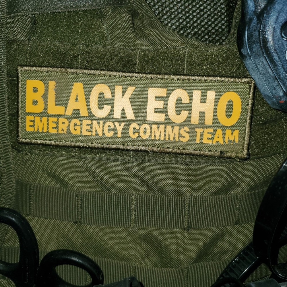 1'x6" Black Echo HAM COMMS OPERATOR Patch Green Yellow Tactical Hook Backed