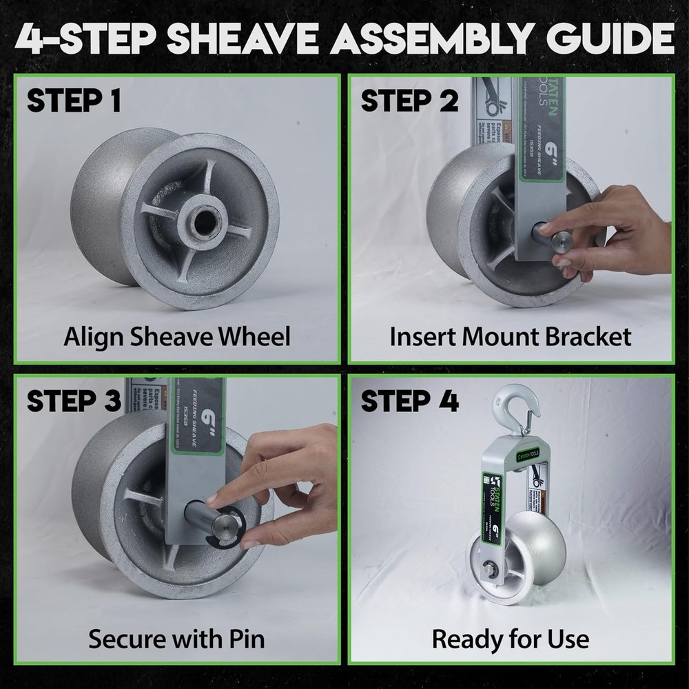 6" Diameter Hook Sheave, Cable Puller Sheave,Hook,Wire,Rope For Greenlee Pullers