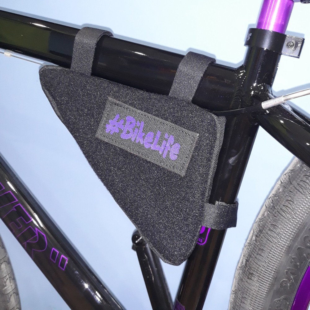 Black Nylon Frame Bag, Triangle Shape, Lightweight, Zip Closure