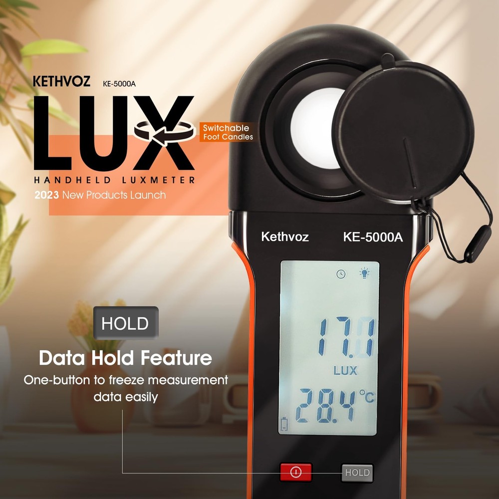 1 Pack Digital Light Meter, 400,000 Lux, 270 Rotating Sensor, Data Logging