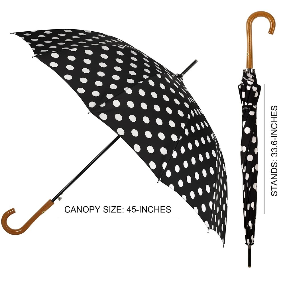 Classic Wooden Hook Handle J Stick Umbrella Auto Open Windproof Umbrella for ...