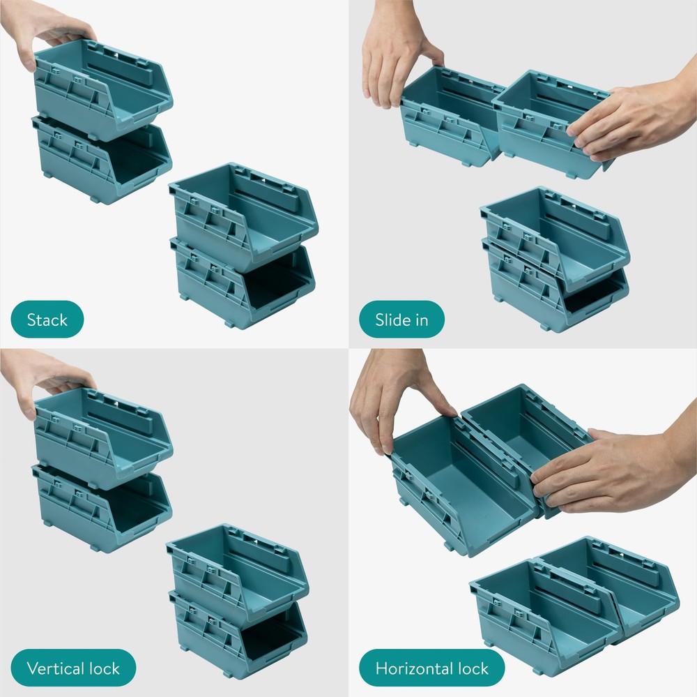 Storage Bins - Interlocking Plastic Van Boxes - Wall Mounted Compartments for...