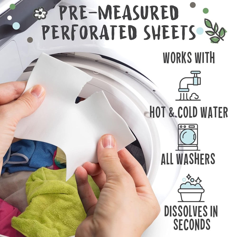Eco Laundry Detergent Sheets - 80 Loads Laundry Sheets Detergent - 40 No Plastic