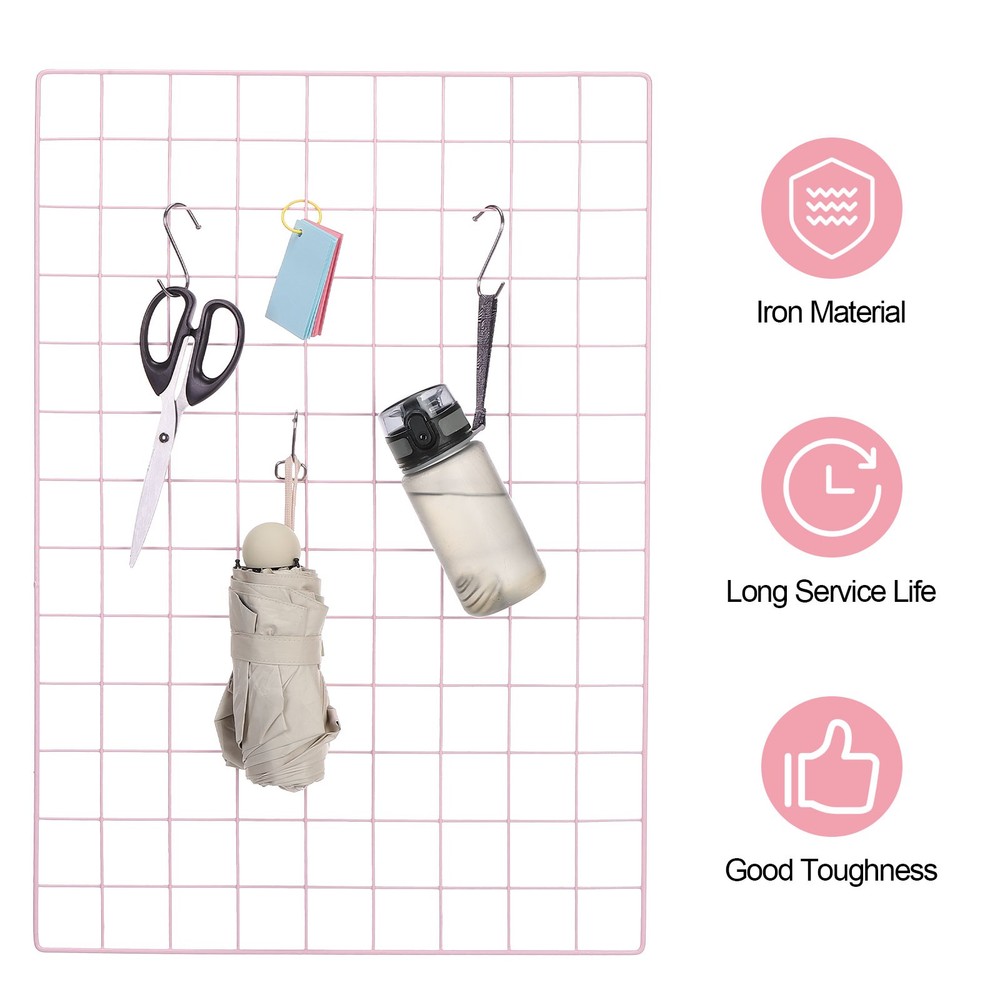 31.5"x12" Wire Grid Panel, 2 Pack Wall Grid Decorative Board Photo Display Pink