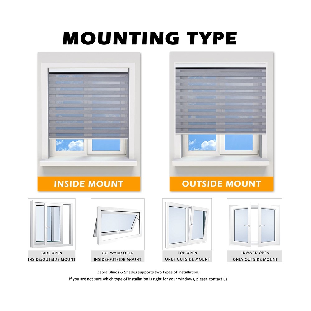 Window Blind Dual Layer Polyester Zebra Roller Light Filtering Sheer Shades W...