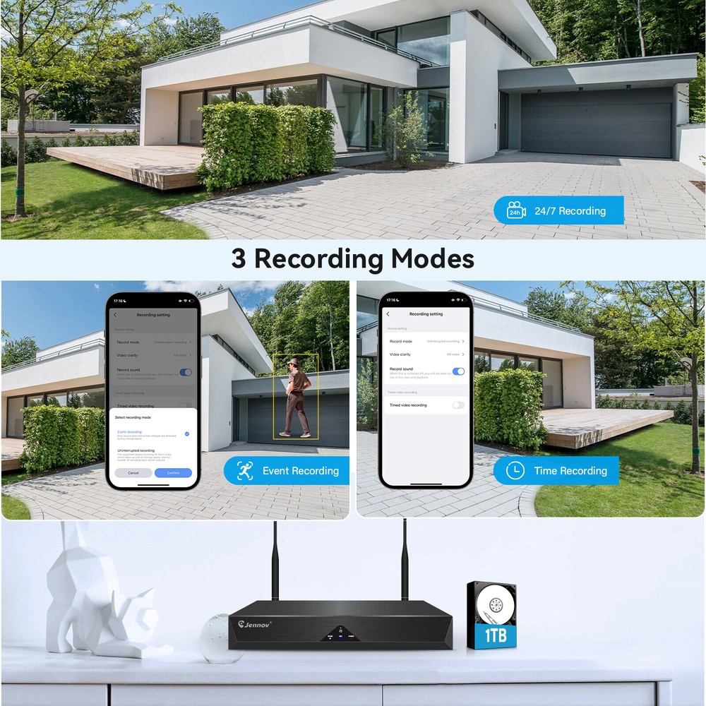 5MP WIFI Surveillance NVR Wireless Security Camera System Outdoor Wired Camera