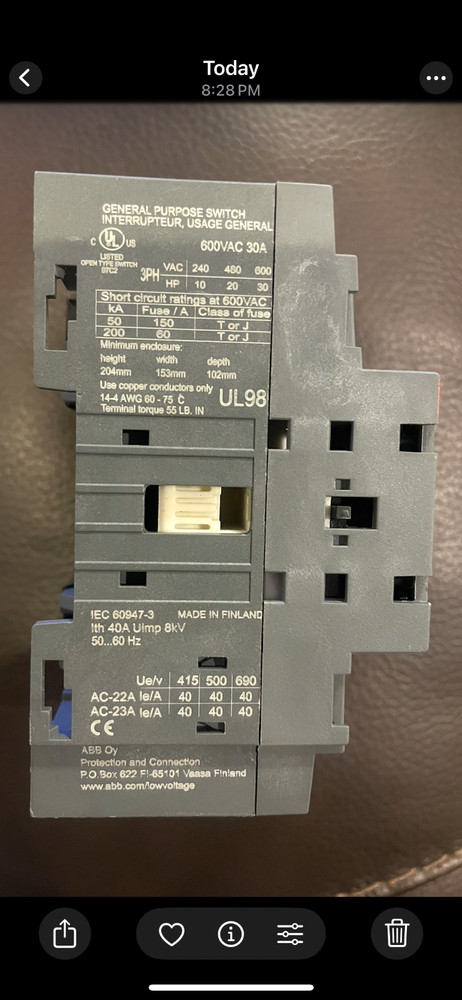 ABB OT30F3 Disconnect / Service Switch