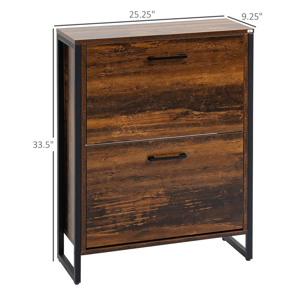 Shoe Storage Cabinet Rustic Brown