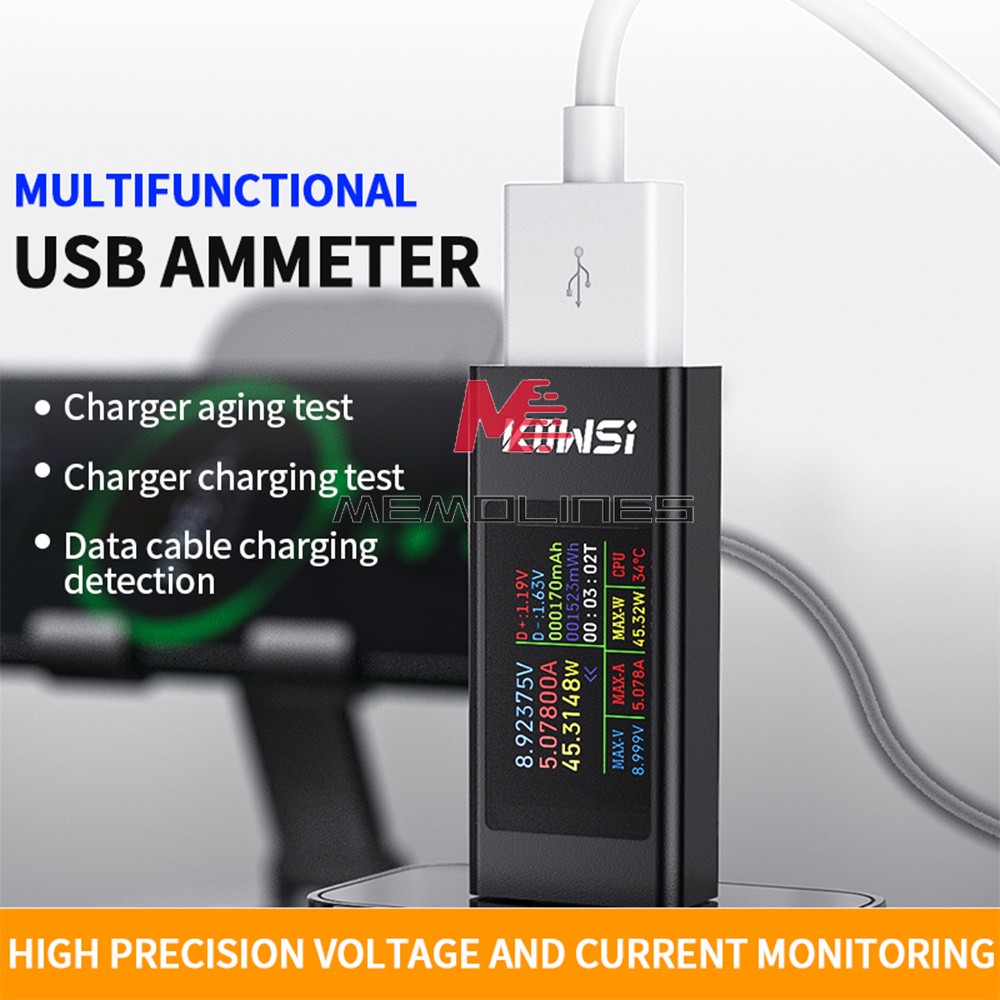 1.06" IPS Multi-function USB Tester Voltage Ammeter Power Meter DC 4-30V 0-8A