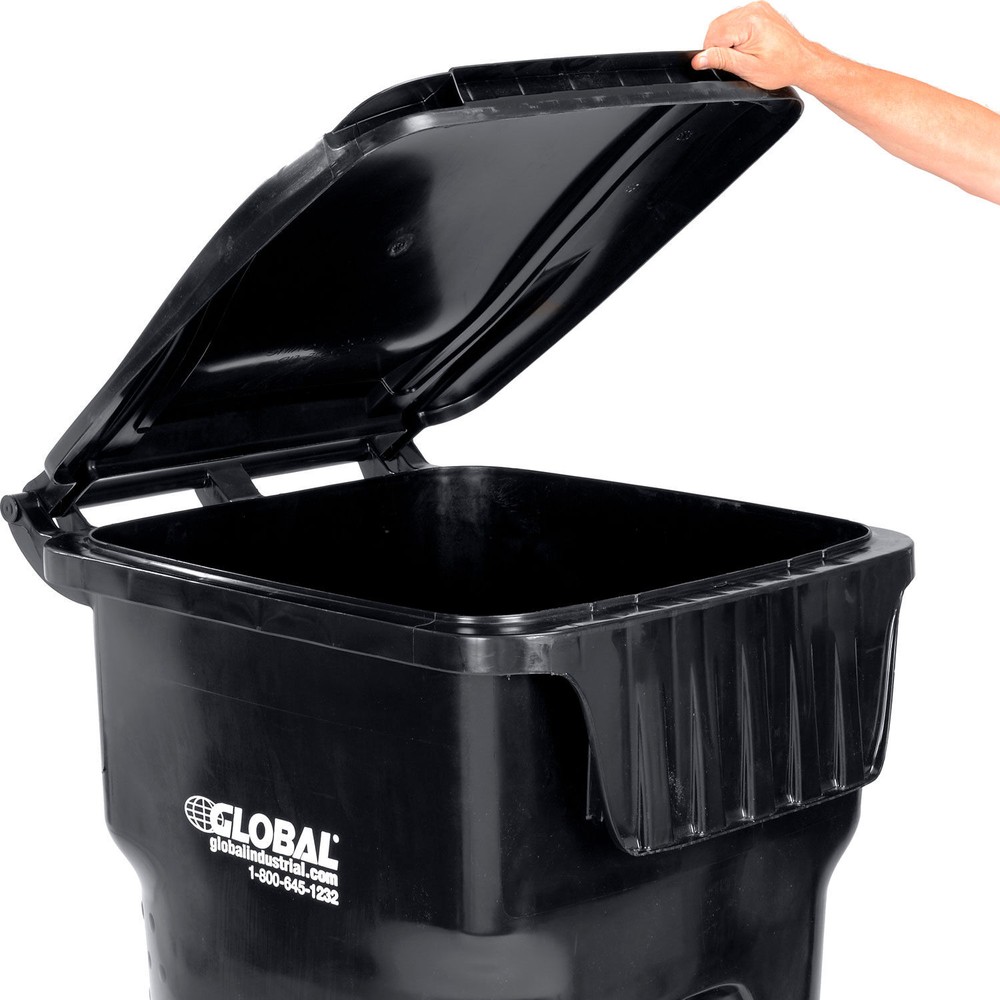 Global Industrial Mobile Heavy Duty Trash Container 95 Gallon Black