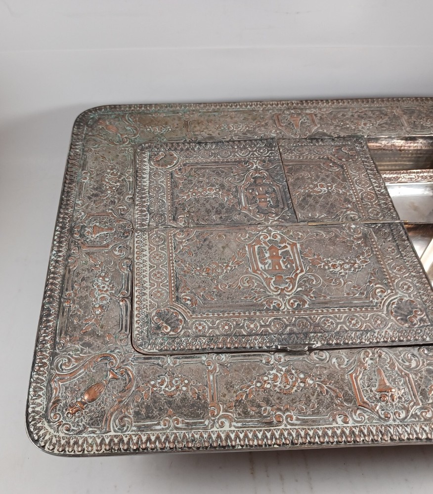 Antique 19th C 8pc Silverplate Smoking Set E.G Webster & Son Lighthouse-Ashtrays