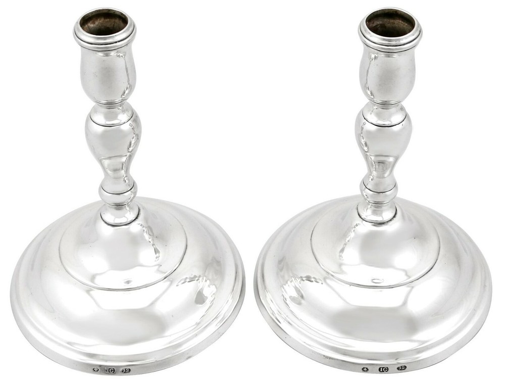 Antique Baltic Silver Candlesticks 310g height 14.6cm