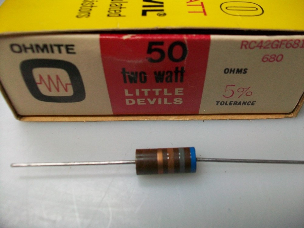 OHMITE 680 OHM 2 WATT CARBON COMP. RESISTOR