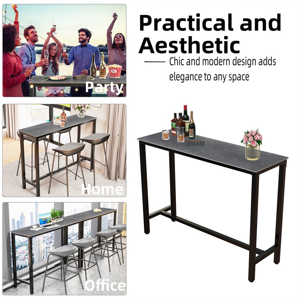 Heavy Duty Marble Bar Table Antirust Dining Console Table for Coffee Workstation
