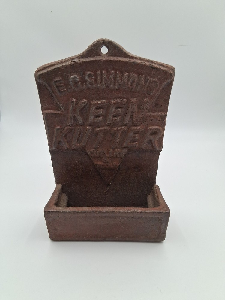 Vintage Cast Metal KEEN KUTTER Advertising Match Holder Wall Mount