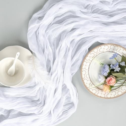 8 Pack Cheesecloth Table Runner 10ft Boho Gauze Fabric 120 8 Pcs - 10Ft White