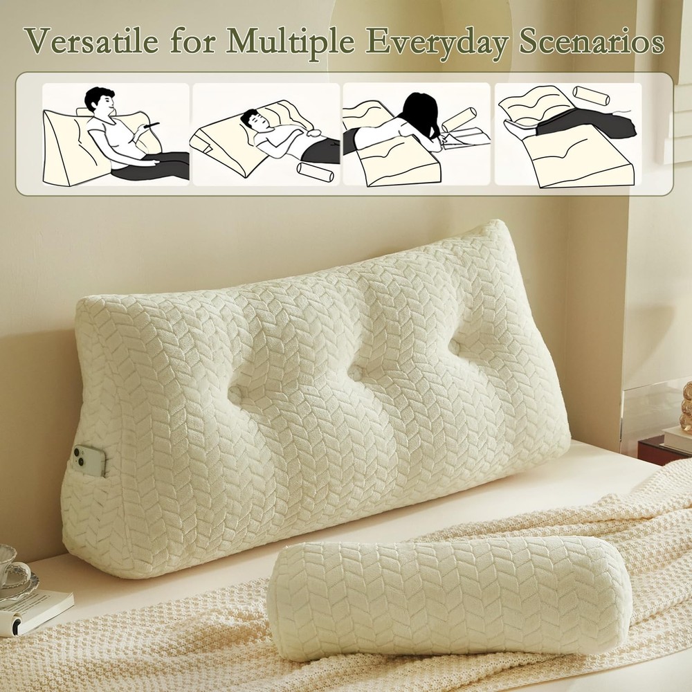 YOUR MOON Wedge Headboard Pillow Twin Size, Triangular Wedge Backrest Pillow ...