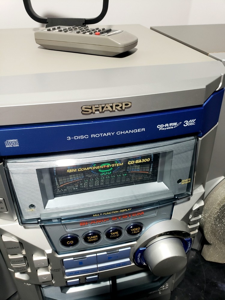SHARP Mini Component Shelf System - CD-BA300 - Tested, Dual Sided Speakers, READ