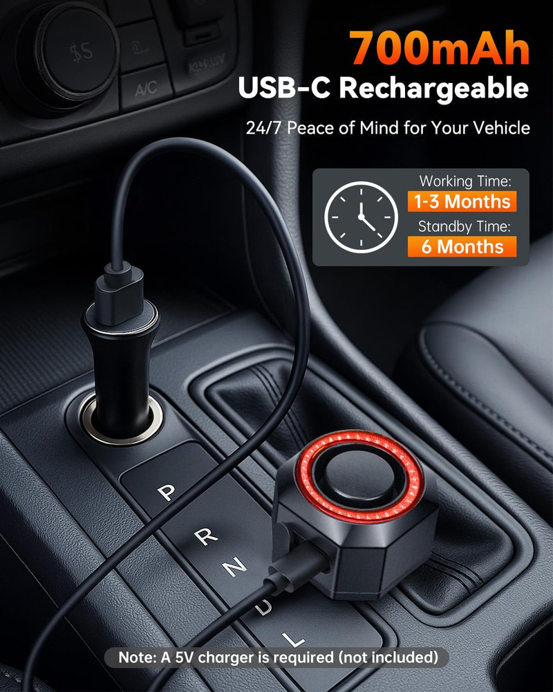 Car Alarm System, 120Db with Motion Sensor Alarm & Red Light, Wireless Remote an