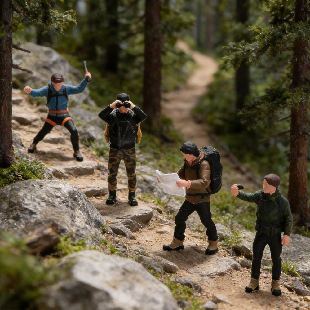4Pcs Mini Rock Climbing Figures Climbing Team 1:64 Miniature Scenery Prop Tiny