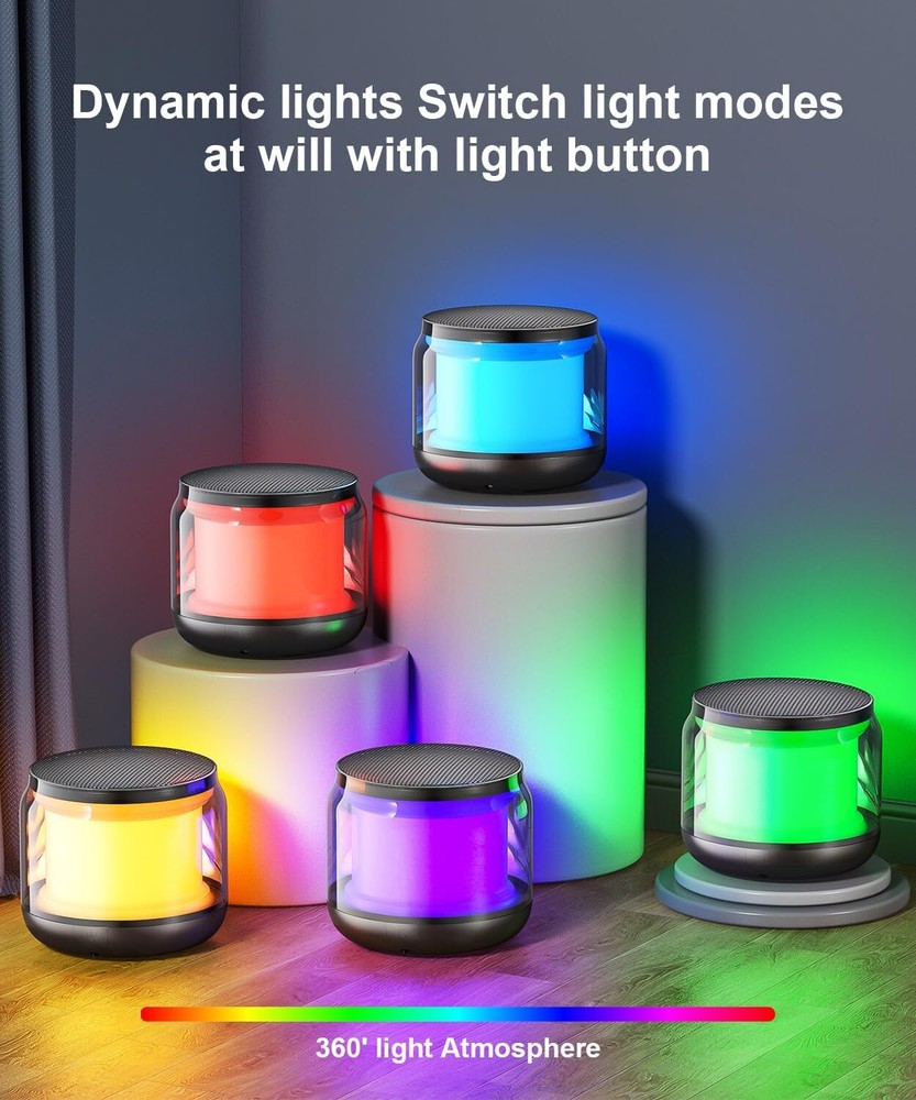 Mini Bluetooth Speaker – TWS Wireless Speaker with Lights & Lanyard Gift