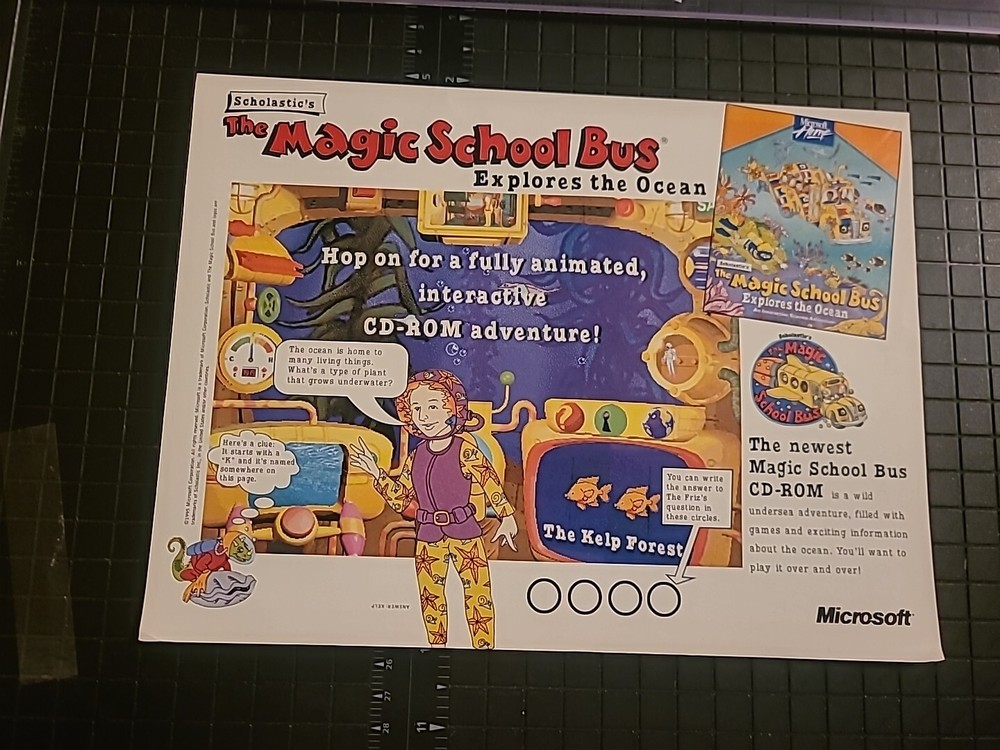 Magic School Bus CD-Rom Print Ad 1995 8x11 Great To Frame