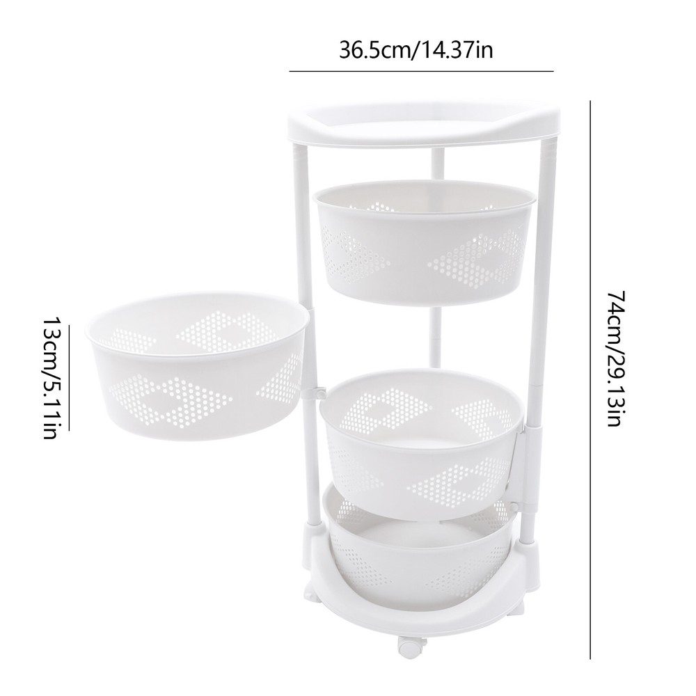 Multi-Layer Kitchen Storage Cart Rotating Basket Vegetable Rack Storage Shelves