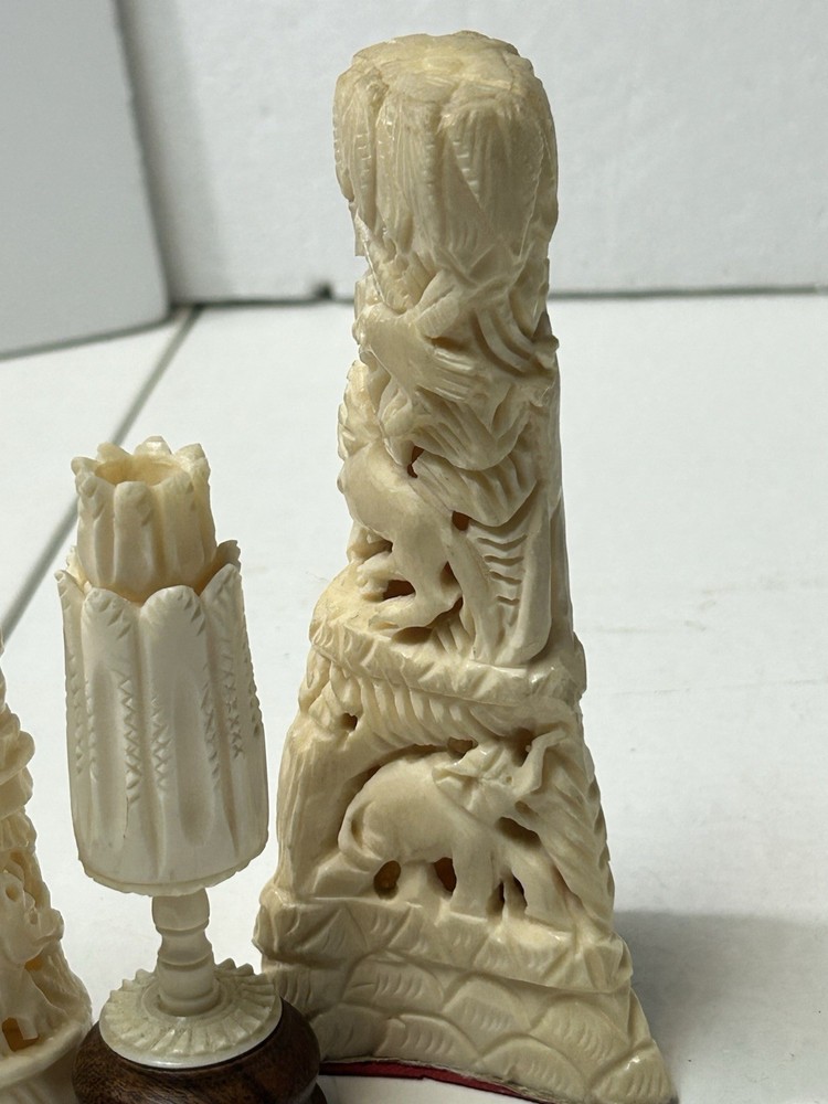 Stunning 3 Bone Hand Carved Decor