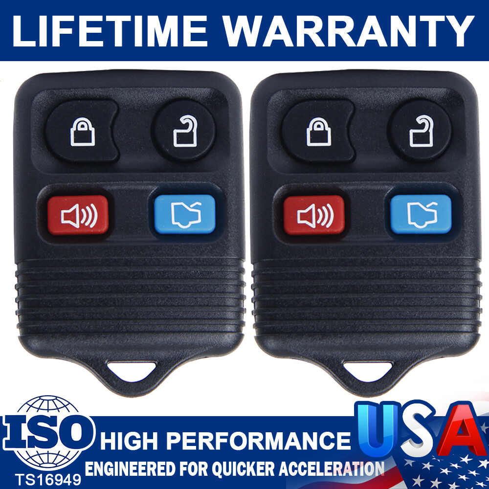 2PCS Remote Keyless Entry Car Key Replacement For Ford Mercury 4 Button Key Fobs