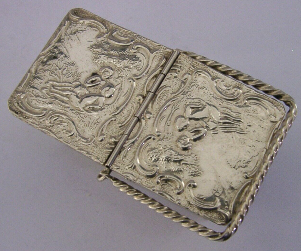 SUPERB HANAU SOLID SOLID SILVER NOVELTY PICNIC BASKET BOX 1890's ANTIQUE 64g