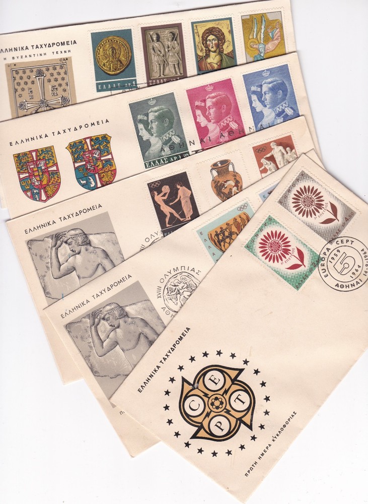 GREECE 1964, 5 ITEMS,  FDCs, MNH