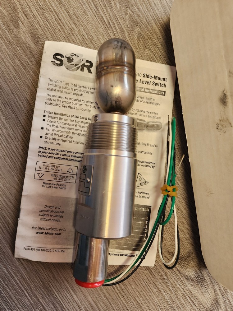 SOR Level Switch 1510B-G5A-C-W9-ES-CSCV Float Level Switch 110v