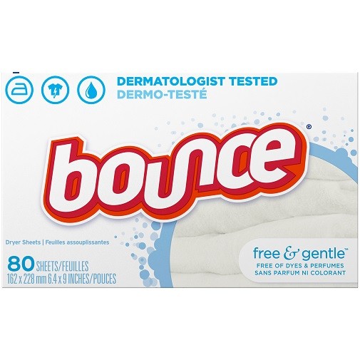 Bounce Dryer Sheets Free & Gentle Fabric Softener 80 Ct Box