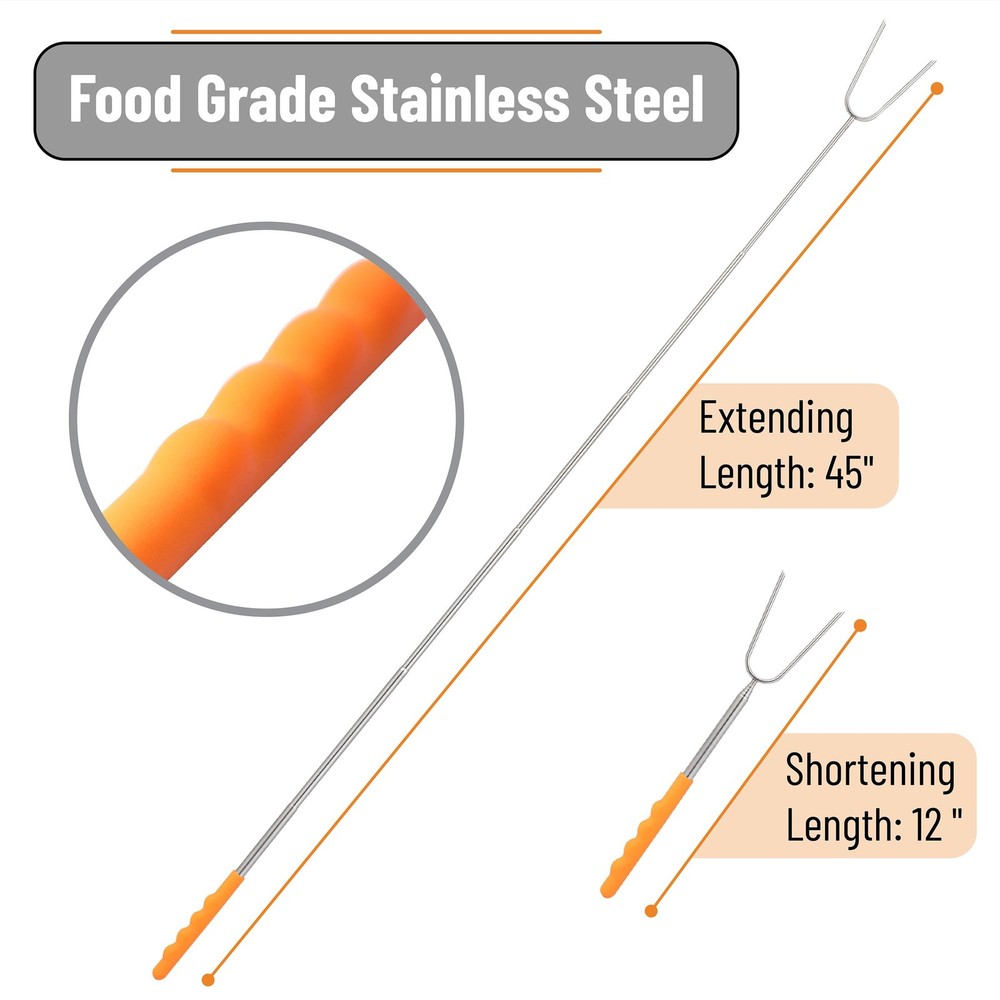 UNCO Marshmallow Roasting Sticks - 10 Pack, 45" Medium, Orange + Silver