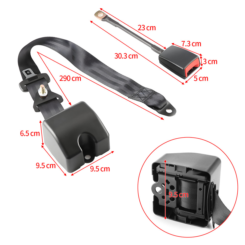 2x 3-point Adjustable Seat Belt Straps Kit For Peterbilt 389