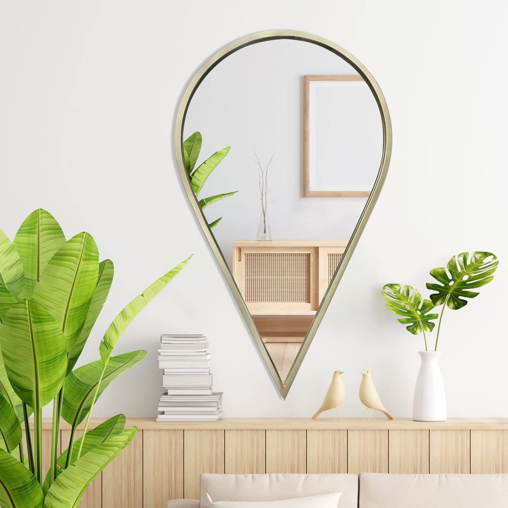 Wall Mirror Decorative Mirrors Mounted Decor Rain Tear Drop Shape Wall-Mounte...