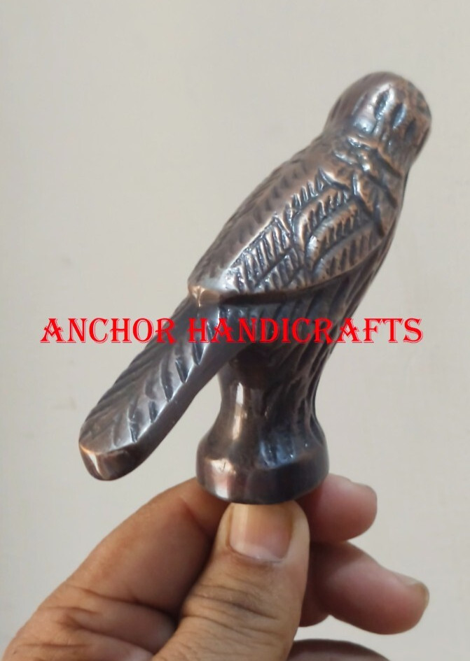 Collectable Handmade Solid Antique Brass Bird Designer walking stick Handle