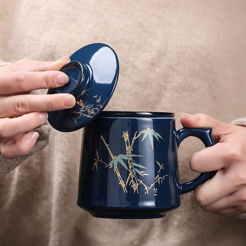 450ml Tea Water Separation Tea Cup Filter Cup Office Household Ceramic Water Mug